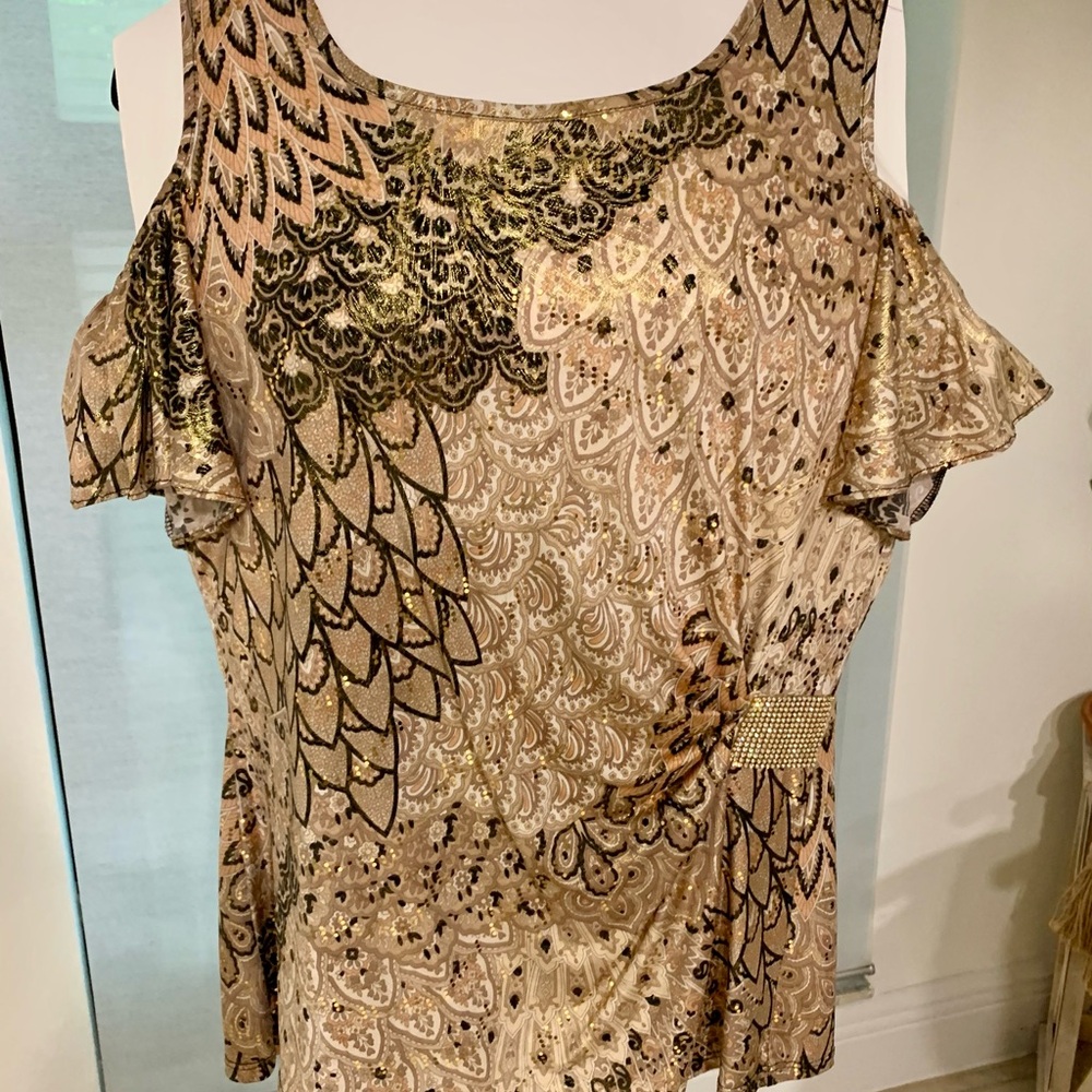 MSK Women's Blouse in Gold and Cream